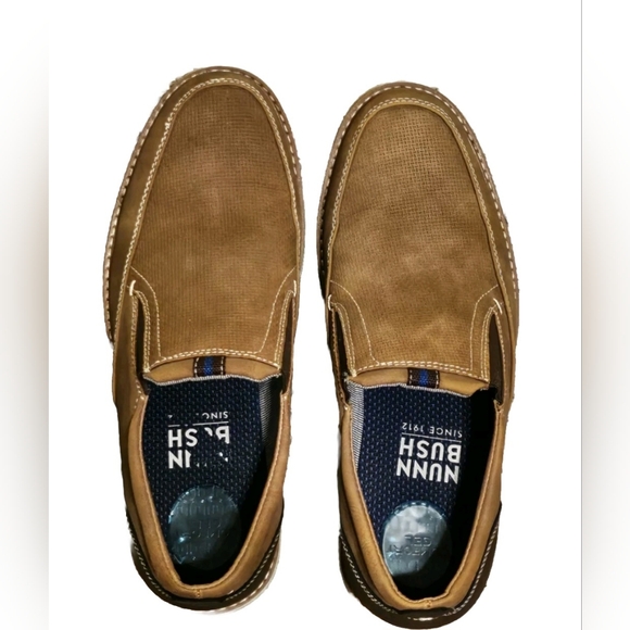 Mens Nunn Busch Size 9M Slip On Loafer Brown Tan Leater Suade Shoes - Picture 3 of 7